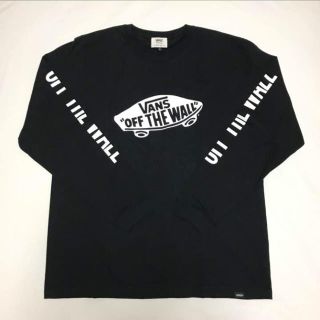 ヴァンズ(VANS)の☆新品 バンズ ロゴ プリント ロング スリーブ シャツ 黒 × 白(Tシャツ/カットソー(七分/長袖))