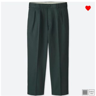 ユニクロ(UNIQLO)のワイドフィットタックパンツ （コットン） ブルー 76(チノパン)