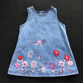 ネクスト(NEXT)の【NEXT】75 80 デニム お花 刺繍 ジャンパースカート 春 夏 (ワンピース)