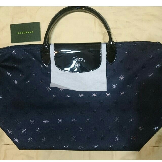 LONGCHAMP＊お値下げ＊ ◆新品未使用◆ロンシャン   トートバッグ　ネイビー　星柄