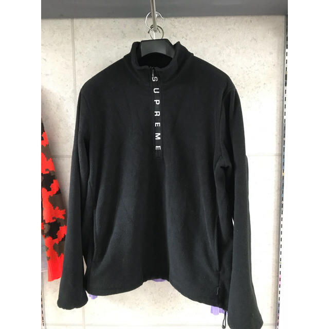 Supreme - Supreme ハーフジップロゴ 黒プルオーバーフリース