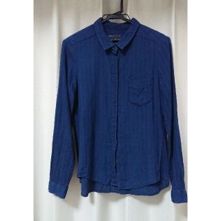 ザラ(ZARA)のZARA デニム風長袖シャツ Sサイズ ダークブルー(シャツ/ブラウス(長袖/七分))