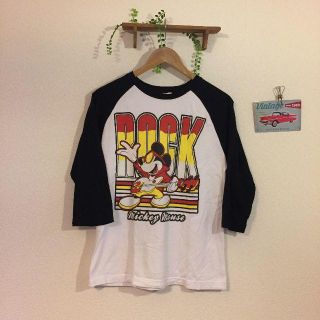 ディズニー(Disney)のSALE/古着/ミッキーラグランT/DISNEY/７分袖/メンズ(Tシャツ/カットソー(七分/長袖))