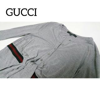 グッチ(Gucci)のGUCCIライン入り 長袖カットソー グレー L(カットソー(長袖/七分))