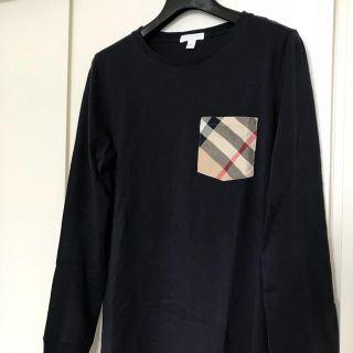 バーバリー(BURBERRY)のBurberry Children ネイビー チェックTシャツ 美品 紺ベージュ(Tシャツ(長袖/七分))