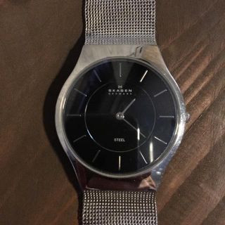 スカーゲン(SKAGEN)のRyo様専用 スカーゲン シルバー 文字盤 黒 シンプル(金属ベルト)