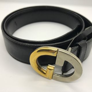 グッチ(Gucci)のGUCCI レザー ダブルG ベルト 黒 65 中古(ベルト)