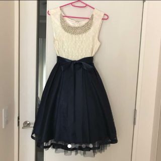 値下げ↓美品☆パールビーズ付きドレスワンピース☆(ひざ丈ワンピース)