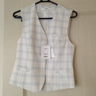 新品☆チェック柄ベスト☆アルファピア事務服制服夏服(その他)