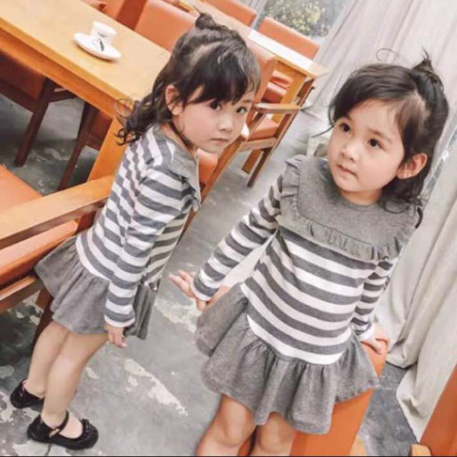 120☆グレーワンピース キッズ/ベビー/マタニティのキッズ服女の子用(90cm~)(ワンピース)の商品写真