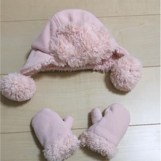 ベビーギャップ(babyGAP)の美品＊GAP＊ボア＊サイズ6〜12ヶ月＊ピンク＊帽子手袋セット(帽子)