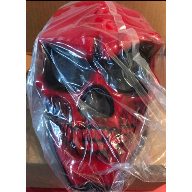 ヘルメット/シールドスカルヘルメット 赤 RED【新品未使用】骸骨 髑髏 ドクヘル