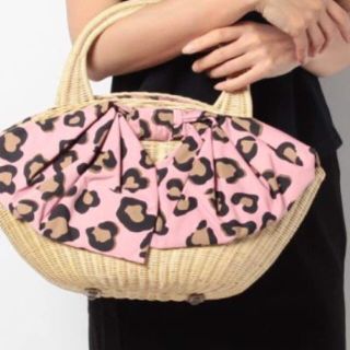 ニーナミュウ(Nina mew)のニーナミュウ  ヒョウリボンカゴ BAG 新品未使用(かごバッグ/ストローバッグ)