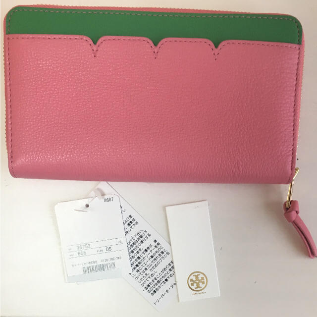 Tory Burch(トリーバーチ)のTory Burch トリーバーチ 長財布 グリーン ピンク 新品 牛革 レディースのファッション小物(財布)の商品写真