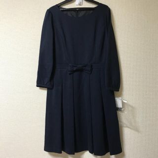 15号☆新品☆ストレッチ☆リボン付きフレアワンピ♡春物☆(ひざ丈ワンピース)