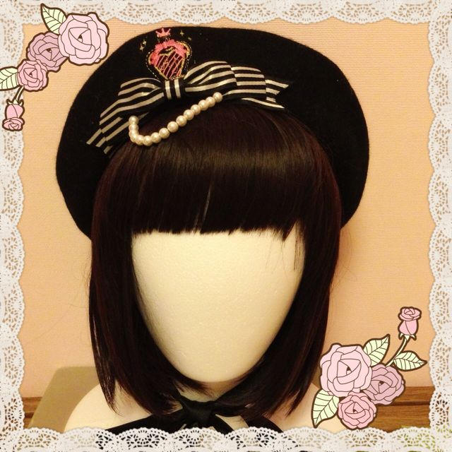 Angelic Pretty(アンジェリックプリティー)の香水瓶刺繍リボン×パールベレー(送料込) レディースの帽子(ハンチング/ベレー帽)の商品写真