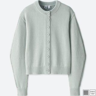 ユニクロ(UNIQLO)のバルーンスリーブカーディガン　ライトグレー　L(カーディガン)