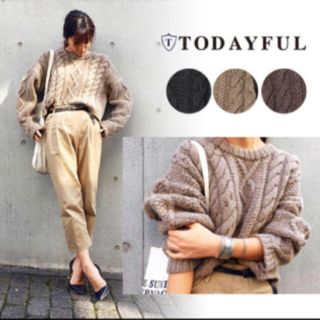 トゥデイフル(TODAYFUL)のご予約商品☆最終お値下げ☆ ケーブルニット ショート丈(ニット/セーター)