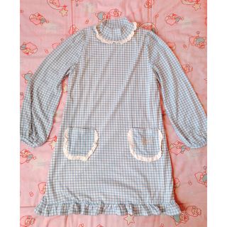 ミルク(MILK)の【Violetさま専用】MILK チェック ワンピース ブルー お買得(ひざ丈ワンピース)