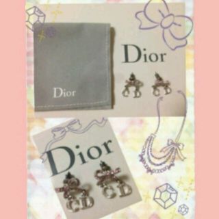 ディオール(Dior)の★Dior正規品★ピンクのリボンピアス★(ピアス)