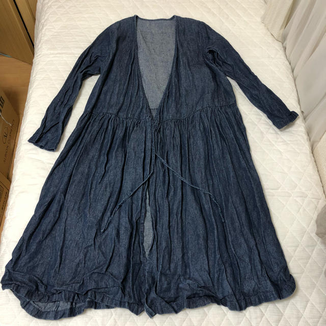 nest Robe(ネストローブ)の【美品】ネストローブリネンデニムカシュクール レディースのワンピース(ロングワンピース/マキシワンピース)の商品写真