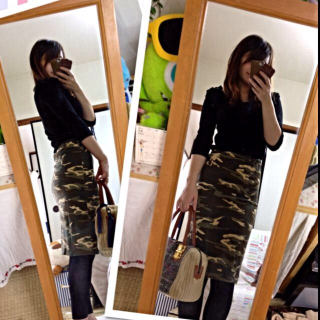カモフラ☆迷彩柄タイトスカート レディースのスカート(ひざ丈スカート)の商品写真