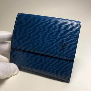 ルイヴィトン(LOUIS VUITTON)のルイヴィトン エピ Wホック 折りたたみ財布 M63485 ブルー系 良品(財布)