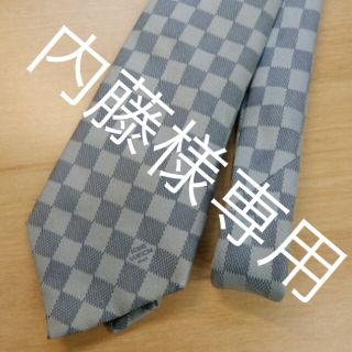 ルイヴィトン(LOUIS VUITTON)のルイヴィトン シルク ダミエ柄 ネクタイ グレー(ネクタイ)