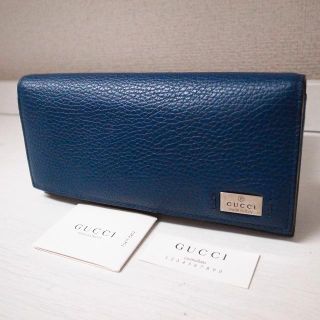 グッチ(Gucci)の正規品♡美品♡グッチ 長財布 レザー 青 メンズ バッグ 財布 小物(長財布)