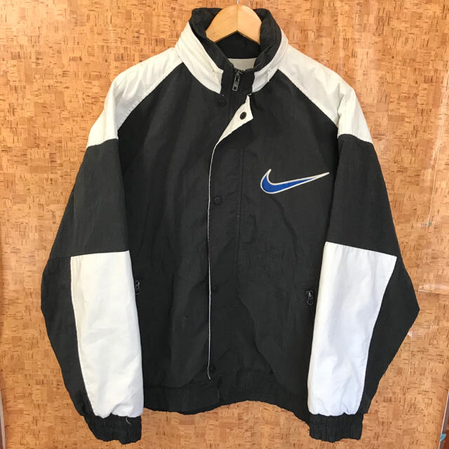 90s ナイキ NIKE ナイロンジャケット パーカー 中綿 モノトーン 黒 白