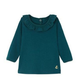 プチバトー(PETIT BATEAU)の裏起毛フリル衿つき長袖T シャツ　24m 新品未使用(シャツ/カットソー)