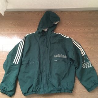 アディダス(adidas)の90s adidas Nylon Hooded Jacket L 緑 (ナイロンジャケット)