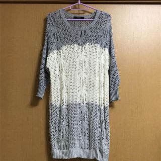 アズールバイマウジー(AZUL by moussy)のニットワンピース アミアミ AZUL 長袖 ニット ワンピース(ひざ丈ワンピース)