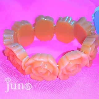 クレアーズ(claire's)のクレアーズ 薔薇 カボション ブレスレット オレンジ 新品 ローズ ゴム(ブレスレット/バングル)