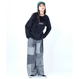 エックスガール(X-girl)のカーキスカンツ、PATCHWORK WOOL WIDE PANTS(カジュアルパンツ)