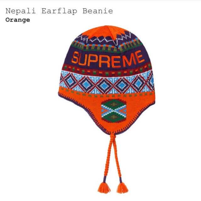 オレンジ supreme Nepali Earflap Beani ビーニー