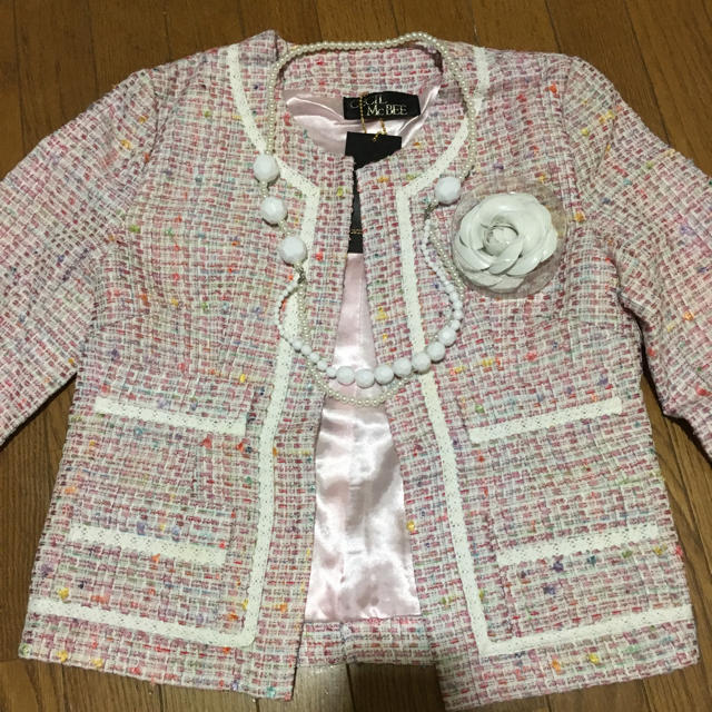 新品タグ付き☆セシルマクビー☆ツイードジャケット☆Mサイズ ピンク