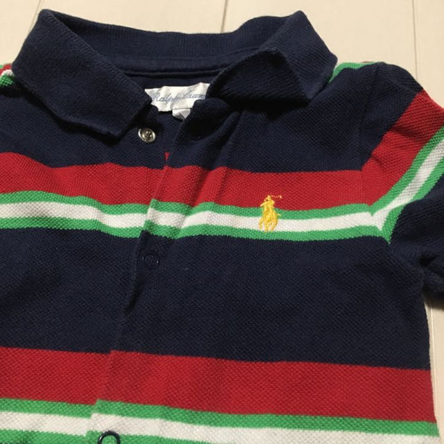 Ralph Lauren(ラルフローレン)のラルフローレン ロンパース 紺色 ボーダー つなぎ オール 80 キッズ/ベビー/マタニティのベビー服(~85cm)(カバーオール)の商品写真