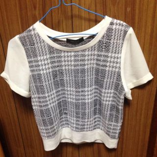 ページボーイ(PAGEBOY)の透けチェック柄×無地切り替えプルオーバー(Tシャツ(半袖/袖なし))