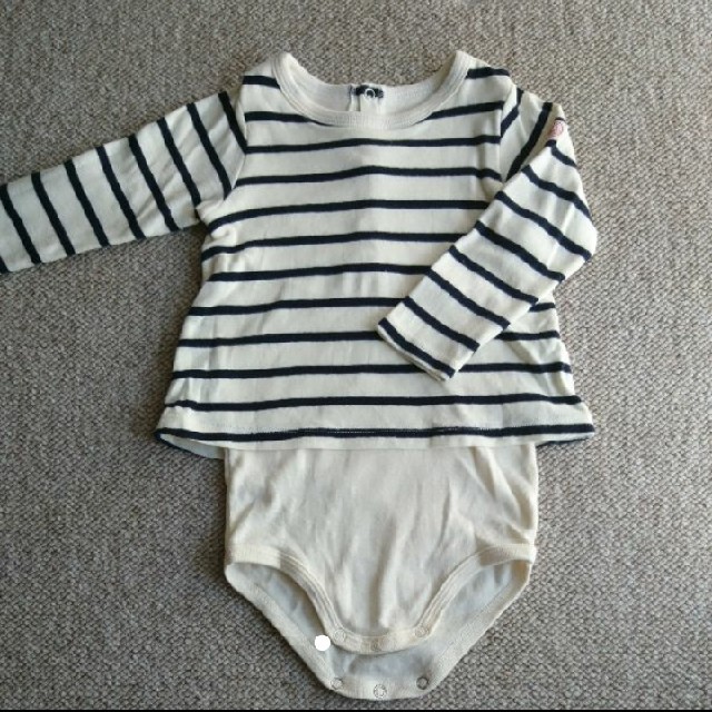 PETIT BATEAU(プチバトー)のプチバトー12mボディ付きロンパース キッズ/ベビー/マタニティのベビー服(~85cm)(シャツ/カットソー)の商品写真