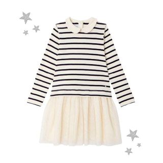 プチバトー(PETIT BATEAU)の★人気☆プチバトー☆3才☆ラメチュールマリ二エールワンピース☆新品★5才もあり(ワンピース)