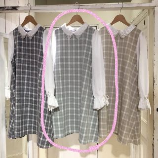 オリーブデオリーブ(OLIVEdesOLIVE)のOLIVE des OLIVE 原宿店限定 衿つきチェックワンピース(ひざ丈ワンピース)