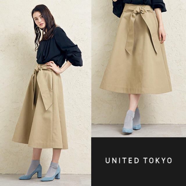 United Tokyo ボンディングフレアスカート ネイビー 美品