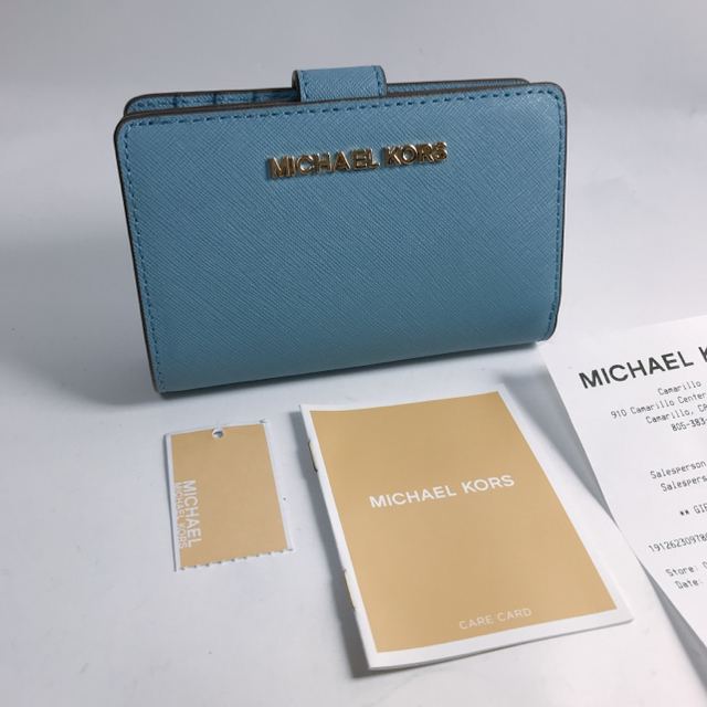 マイケルコースMICHAEL KORS　ブルー系　折り財布　新品 | フリマアプリ ラクマ