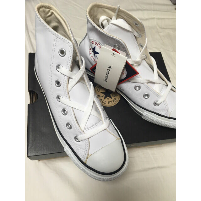 CONVERSE(コンバース)のronau さん専用 未使用 コンバース オールスター レザー 白 ハイカット レディースの靴/シューズ(スニーカー)の商品写真