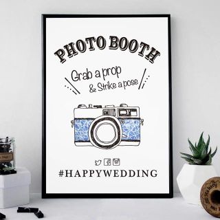 【結婚式】Instagram オリジナルハッシュタグ入 フォトブース サイン カ(ウェルカムボード)