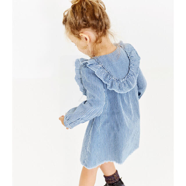 ZARA KIDS(ザラキッズ)の値下げ☆ ザラベイビー ストライプ フリルワンピース キッズ/ベビー/マタニティのベビー服(~85cm)(ワンピース)の商品写真