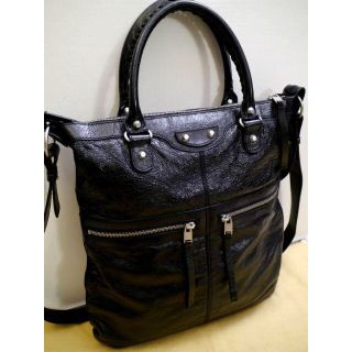 バレンシアガ(Balenciaga)の美品◆BALENCIAGA バレンシアガ ARENA 2way レザー バッグ黒(トートバッグ)