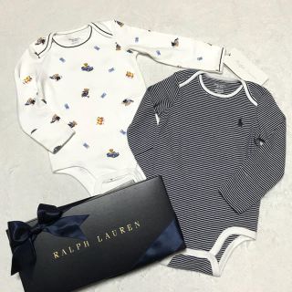 ラルフローレン(Ralph Lauren)のBABY BOY☆新品✨ベアー柄×ボーダー柄 ボディスーツ12M/80(ロンパース)