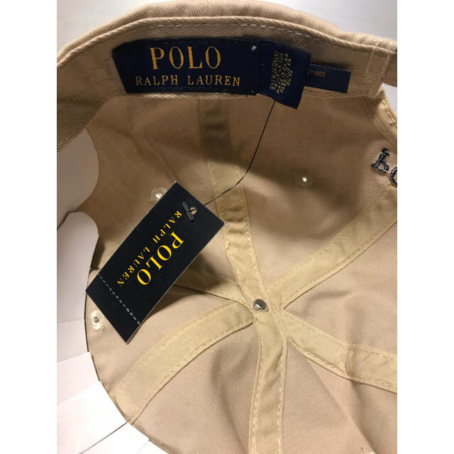 POLO RALPH LAUREN(ポロラルフローレン)の新品未使用 ポロ ラルフローレン CAP ベージュxネイビーポニー レディースの帽子(キャップ)の商品写真